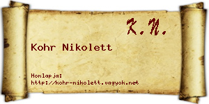 Kohr Nikolett névjegykártya